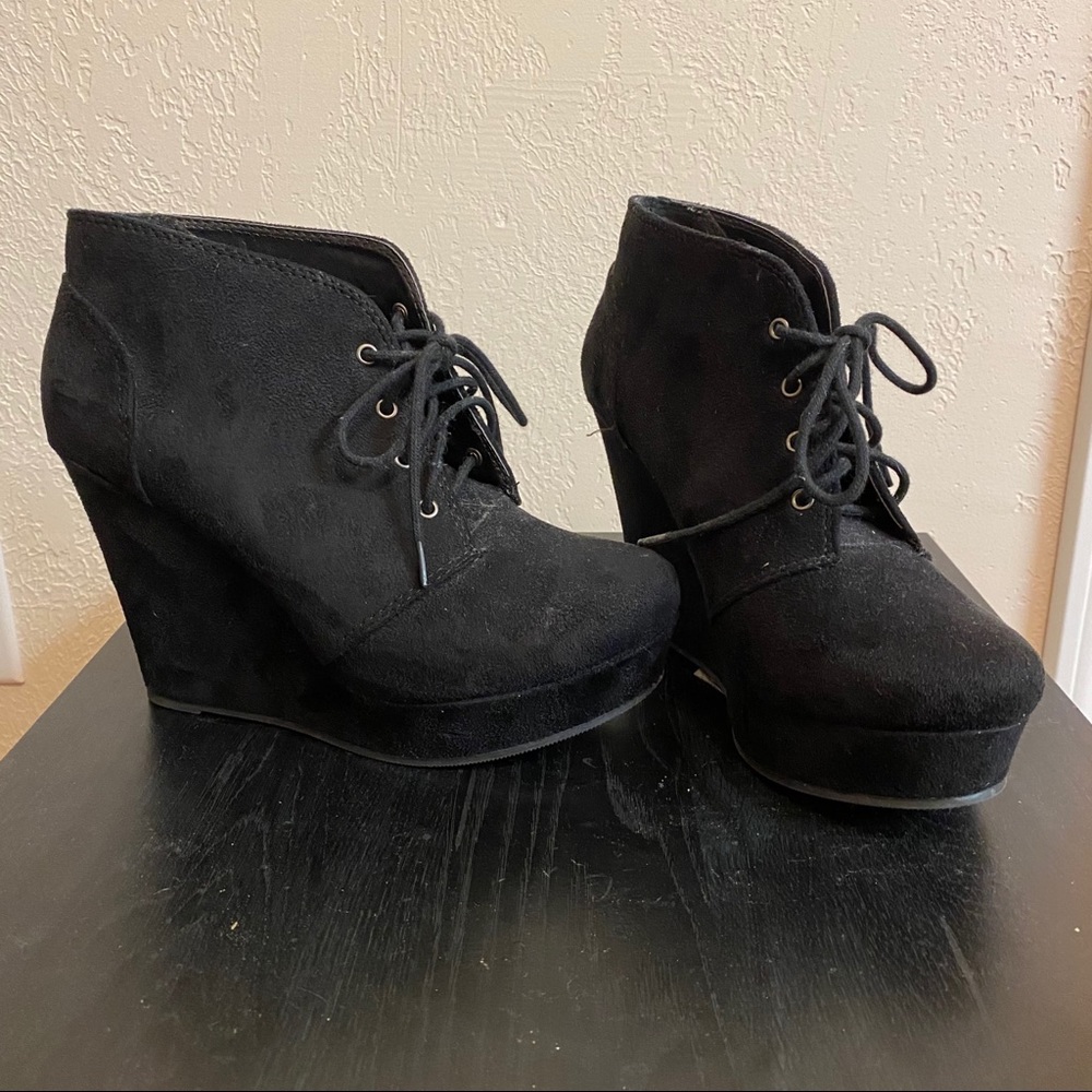 Black Wedge Bootie